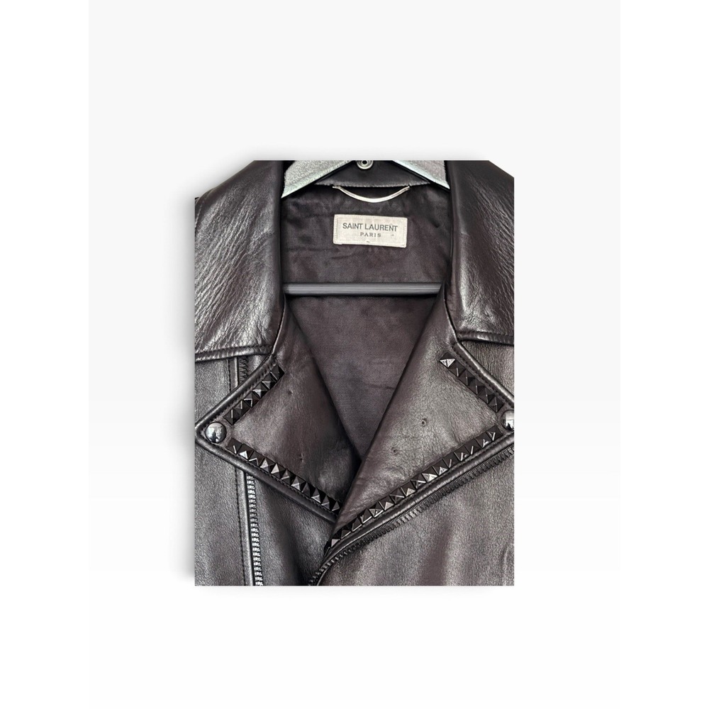 Saint Laurent Paris L01 Studded Lambskin Leather Biker Jacket – Black – Size 54 - Picture 7 of 16